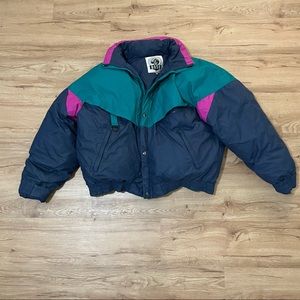 Life’s Adventure Dash Vintage Puff Coat Green, Navy, and Pink